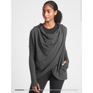 Athleta Gray Purana Wrap Sweater Hoodie Size Medium